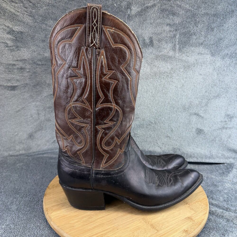 Dan Post Boots Womens Size 8.5 Brown Leather Western Mid Calf Cowboy Embroidery